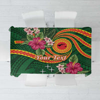 Personalised Manuʻa Islands Tablecloth Polynesian Art Tattoo Style and Tropical Plants LT03 Green - Polynesian Pride