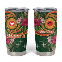 Personalised Manuʻa Tumbler Cup Polynesian Art Tattoo Style and Tropical Plants LT03 Green - Polynesian Pride