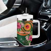 Personalised Manuʻa Tumbler With Handle Polynesian Art Tattoo Style and Tropical Plants LT03 - Polynesian Pride