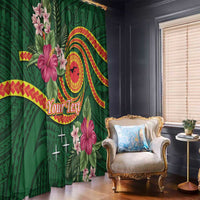 Personalised Manuʻa Islands Window Curtain Polynesian Art Tattoo Style and Tropical Plants LT03 - Polynesian Pride