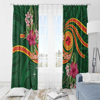 Personalised Manuʻa Islands Window Curtain Polynesian Art Tattoo Style and Tropical Plants LT03 - Polynesian Pride