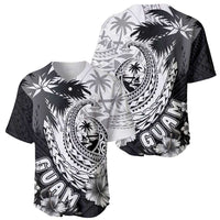 Hafa Adai Guam Baseball Jersey Polynesian Palm Tree Tattoo Hibiscus and Plumeria Art