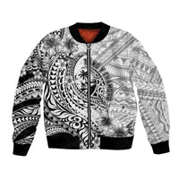 Guam-Land of the Chamorro Bomber Jacket Polynesian Tattoo Style Hibiscus and Plumeria Art