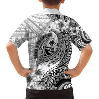 Guam-Land of the Chamorro Family Matching Long Sleeve Bodycon Dress and Hawaiian Shirt Polynesian Tattoo Style Hibiscus and Plumeria Art