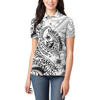 Guam-Land of the Chamorro Women Polo Shirt Polynesian Tattoo Style Hibiscus and Plumeria Art