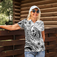 Guam-Land of the Chamorro Women Polo Shirt Polynesian Tattoo Style Hibiscus and Plumeria Art