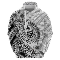 Guam-Land of the Chamorro Zip Hoodie Polynesian Tattoo Style Hibiscus and Plumeria Art