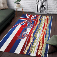 Hawaiian Sea Animals Area Rug with Lei and Flag Style