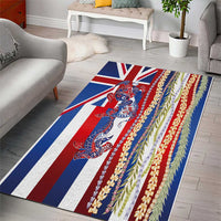 Hawaiian Sea Animals Area Rug with Lei and Flag Style