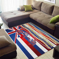 Hawaiian Sea Animals Area Rug with Lei and Flag Style