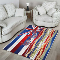 Hawaiian Sea Animals Area Rug with Lei and Flag Style