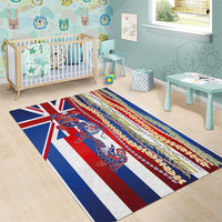 Hawaiian Sea Animals Area Rug with Lei and Flag Style