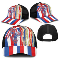 Hawaiian Sea Animals Baseball Net Cap with Lei and Flag Style LT03 - Polynesian Pride