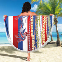 Hawaiian Sea Animals Beach Blanket with Lei and Flag Style LT03 - Polynesian Pride