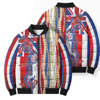 Hawaiian Sea Animals Bomber Puffer Jacket with Lei and Flag Style LT03 - Polynesian Pride
