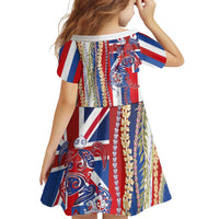 Hawaiian Sea Animals Family Matching Off Shoulder Short Dress and Hawaiian Shirt with Lei and Flag Style