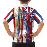 Hawaiian Sea Animals Family Matching Tank Maxi Dress and Hawaiian Shirt with Lei and Flag Style