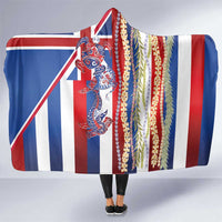 Hawaiian Sea Animals Hooded Blanket with Lei and Flag Style LT03 One Size Multicolor - Polynesian Pride