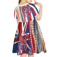 Hawaiian Sea Animals Kid Short Sleeve Dress with Lei and Flag Style LT03 - Polynesian Pride