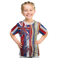 Hawaiian Sea Animals Kid T Shirt with Lei and Flag Style LT03 Multicolor - Polynesian Pride