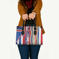 Hawaiian Sea Animals Leather Bag with Lei and Flag Style LT03 - Polynesian Pride