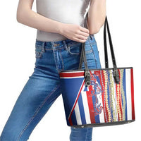 Hawaiian Sea Animals Leather Tote Bag with Lei and Flag Style LT03 - Polynesian Pride