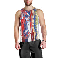 Hawaiian Sea Animals Men Tank Top with Lei and Flag Style LT03 - Polynesian Pride