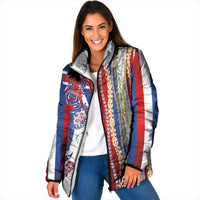 Hawaiian Sea Animals Padded Jacket with Lei and Flag Style LT03 Women Multicolor - Polynesian Pride