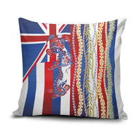 Hawaiian Sea Animals Pillow Cover with Lei and Flag Style LT03 Multicolor - Polynesian Pride