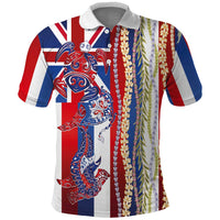 Hawaiian Sea Animals Polo Shirt with Lei and Flag Style LT03 Multicolor - Polynesian Pride