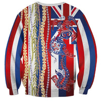 Hawaiian Sea Animals Sweatshirt with Lei and Flag Style LT03 - Polynesian Pride