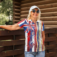 Hawaiian Sea Animals Women Polo Shirt with Lei and Flag Style LT03 - Polynesian Pride