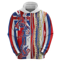 Hawaiian Sea Animals Zip Hoodie with Lei and Flag Style LT03 - Polynesian Pride