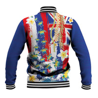 Hawaiian Sea Turtles and Plumeria Baseball Jacket with Lei and Flag Grunge Style LT03 - Polynesian Pride