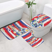 Hawaiian Sea Turtles and Plumeria Bathroom Set with Lei and Flag Grunge Style LT03 - Polynesian Pride
