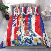 Hawaiian Sea Turtles and Plumeria Bedding Set with Lei and Flag Grunge Style LT03 - Polynesian Pride