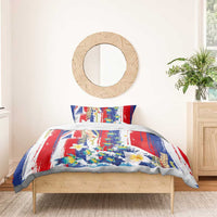 Hawaiian Sea Turtles and Plumeria Bedding Set with Lei and Flag Grunge Style LT03 - Polynesian Pride