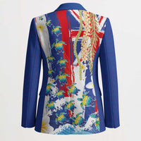 Hawaiian Sea Turtles and Plumeria Blazer with Lei and Flag Grunge Style LT03 - Polynesian Pride