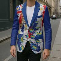 Hawaiian Sea Turtles and Plumeria Blazer with Lei and Flag Grunge Style LT03 - Polynesian Pride