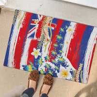 Hawaiian Sea Turtles and Plumeria Rubber Doormat with Lei and Flag Grunge Style LT03 - Polynesian Pride