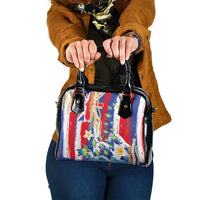 Hawaiian Sea Turtles and Plumeria Shoulder Handbag with Lei and Flag Grunge Style LT03 One Size Multicolor - Polynesian Pride