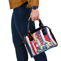 Hawaiian Sea Turtles and Plumeria Shoulder Handbag with Lei and Flag Grunge Style LT03 - Polynesian Pride