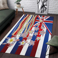 Hawaiian Polynesian Tribal Turtles Area Rug with Lei and Flag Style LT03 Multicolor - Polynesian Pride