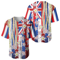 Hawaiian Polynesian Tribal Turtles Baseball Jersey with Lei and Flag Style LT03 - Polynesian Pride