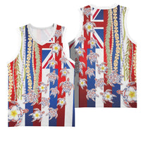 Hawaiian Polynesian Tribal Turtles Basketball Jersey with Lei and Flag Style LT03 - Polynesian Pride