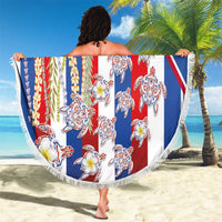 Hawaiian Polynesian Tribal Turtles Beach Blanket with Lei and Flag Style LT03 - Polynesian Pride