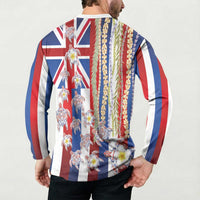 Hawaiian Polynesian Tribal Turtles Button Sweatshirt with Lei and Flag Style LT03 - Polynesian Pride