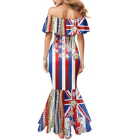 Hawaiian Polynesian Tribal Turtles Family Matching Mermaid Dress and Hawaiian Shirt with Lei and Flag Style