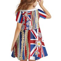 Hawaiian Polynesian Tribal Turtles Family Matching Tank Maxi Dress and Hawaiian Shirt with Lei and Flag Style