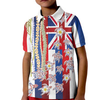 Hawaiian Polynesian Tribal Turtles Kid Polo Shirt with Lei and Flag Style LT03 Kid Multicolor - Polynesian Pride